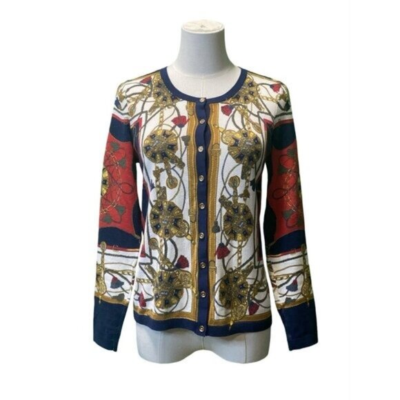 Talbots Sweaters - Talbots Long Sleeve Button Front Pattern Cotton Blend Cardigan Size S/P